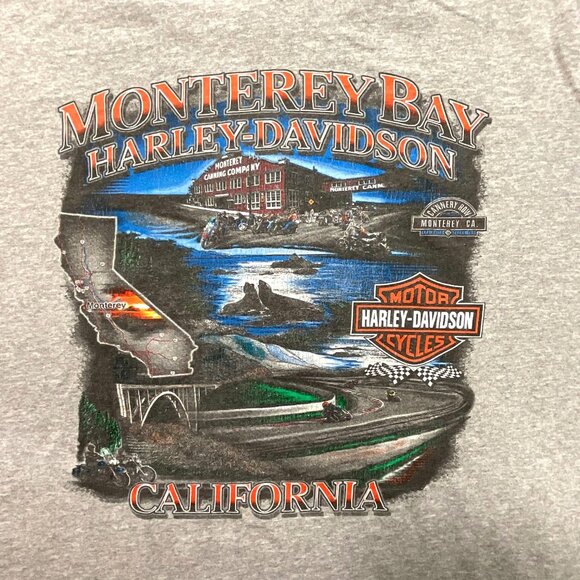 Harley-Davidson T-Shirt Mens XL Gray Monterey Bay California Color‎ Graphic 2008 - Picture 1 of 10